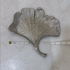 Silver Gingko Leaf metal decorative tray